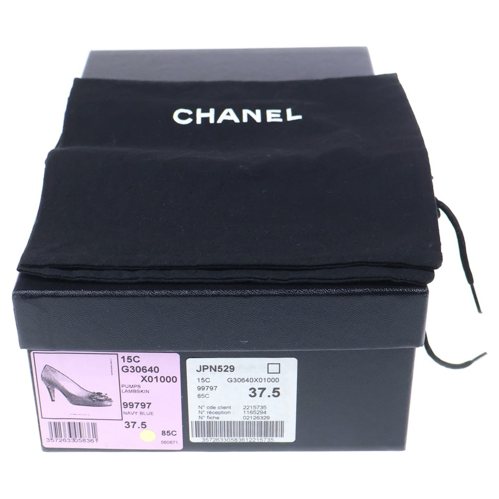 CHANEL(シャネル) カメリアモチーフサンダル ネイビー 37 1/2 レディース