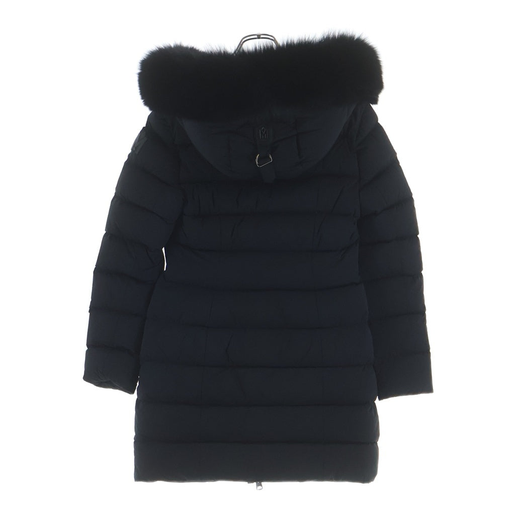 MACKAGE(マッカージュ) レザートリム ファーフーデッド ジップアップ ダウン ロングジャケット コート ブラック レディース 11332618-3A