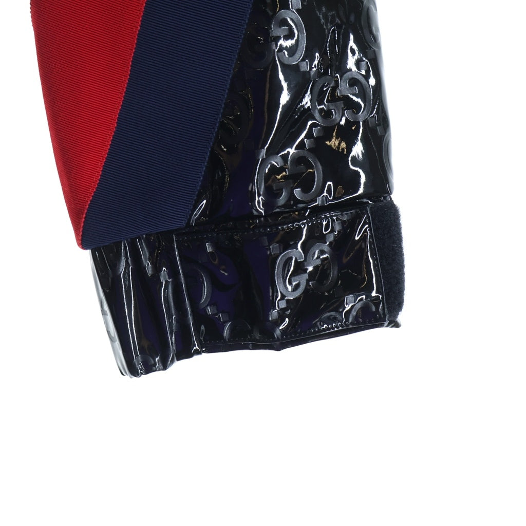 GUCCI(グッチ) GG パテント フーデッド ジップアップ コート ブラック 7717117