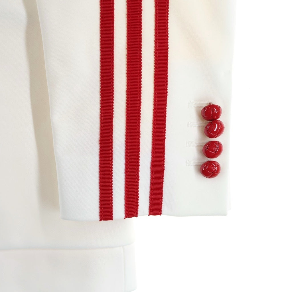 GUCCI(グッチ) ×adidas アディダス ロゴ刺繍 サイドライン ジャージー ダブルブレスト テーラードジャケット ホワイトレッド 712117