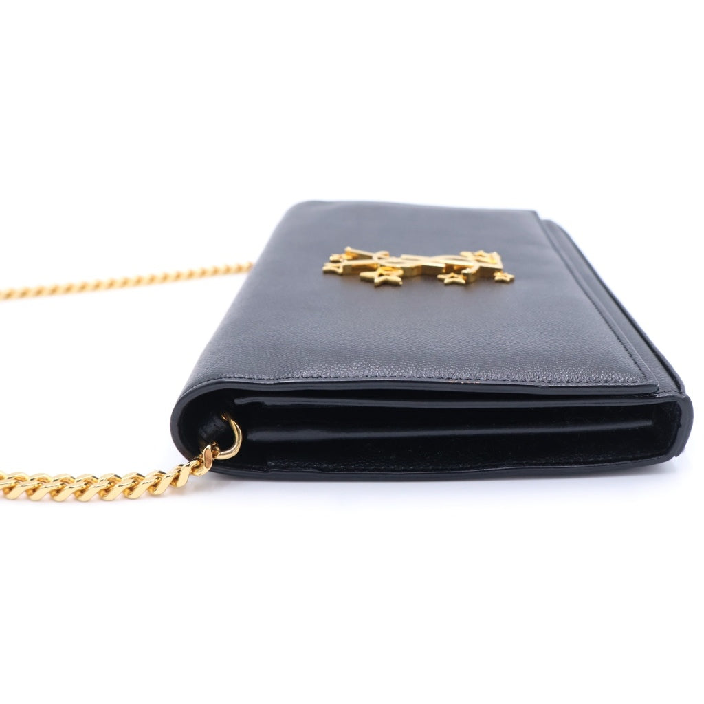 SAINT LAURENT PARIS(サンローランパリ) スターロゴチェーンショルダーウォレット ショルダーバッグ ブラック レザー 447933 ゴールド金具 レディース