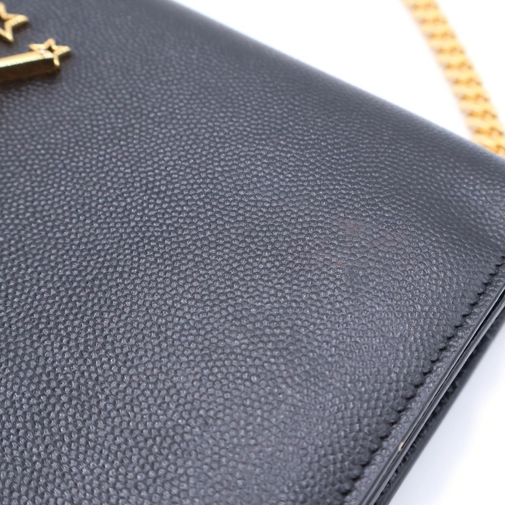 SAINT LAURENT PARIS(サンローランパリ) スターロゴチェーンショルダーウォレット ショルダーバッグ ブラック レザー 447933 ゴールド金具 レディース