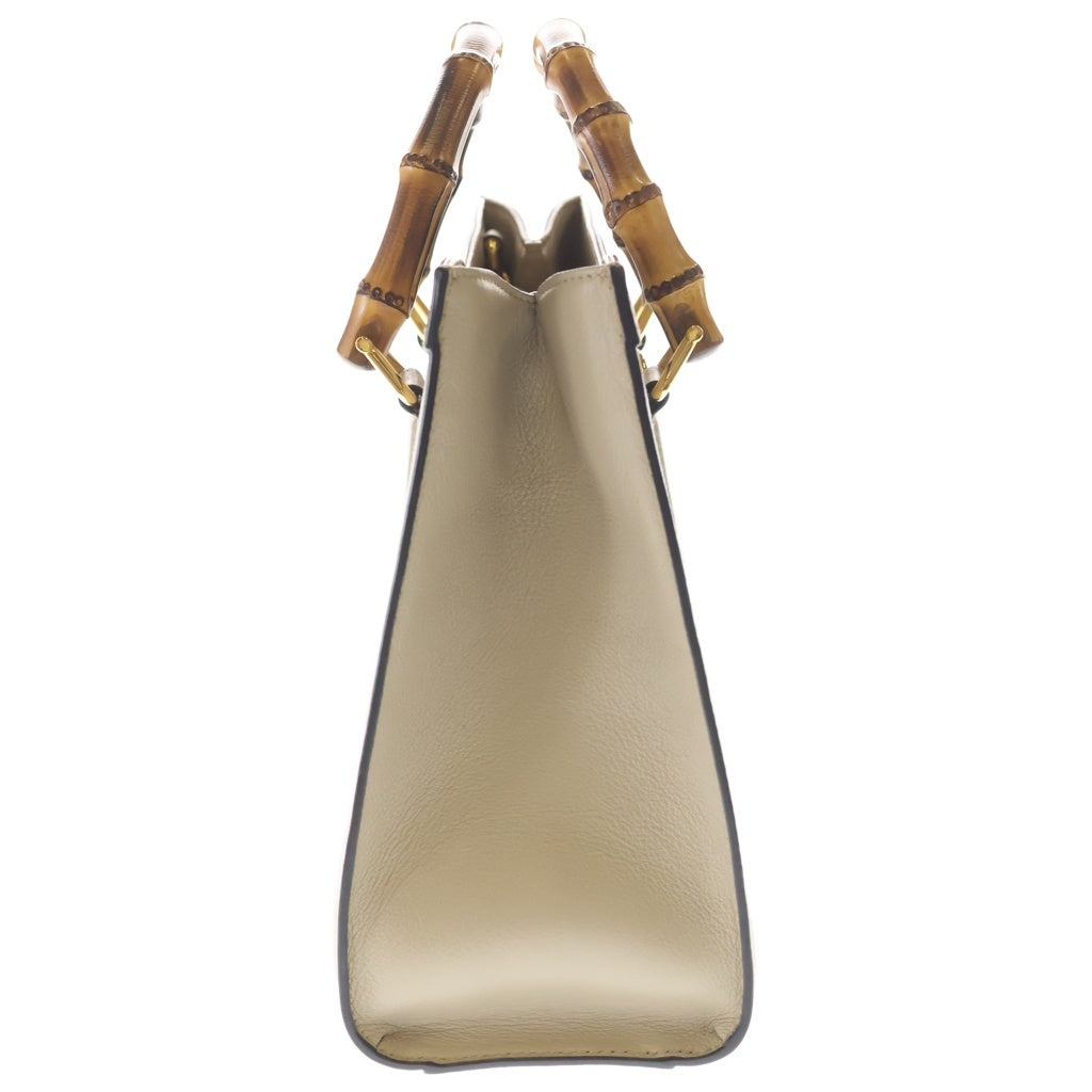 GUCCI(グッチ) ダイアナ バンブー GGマーモント レザー 2WAY ハンド ショルダーバッグ ゴールド金具 ベージュ レディース