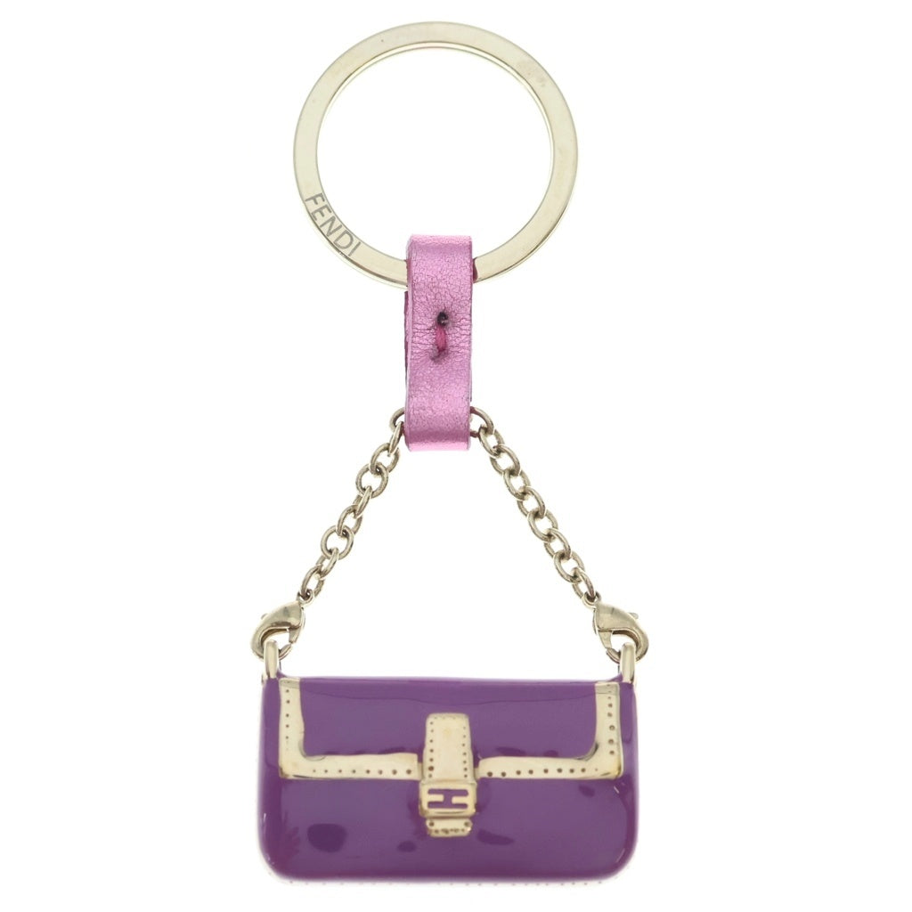 FENDI(フェンディ) マンマバケットモチーフ バッグチャーム キーホルダー パープル×ゴールド GP レディース