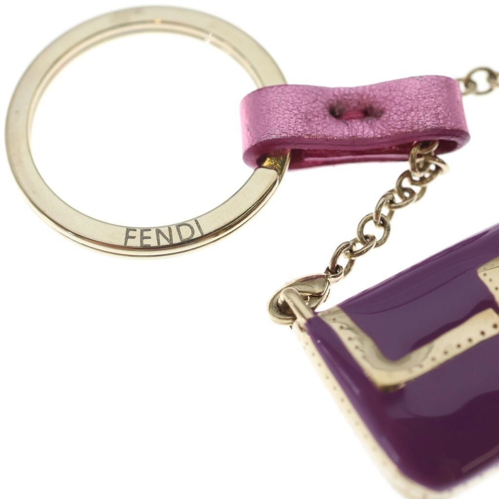 FENDI(フェンディ) マンマバケットモチーフ バッグチャーム キーホルダー パープル×ゴールド GP レディース