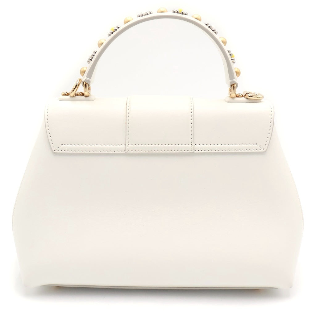 DOLCE & GABBANA(ドルチェアンドガッバーナ) ルシア ハンドバッグ ショルダーバッグ 2WAYバッグ ホワイト レザー ゴールド金具 レディース
