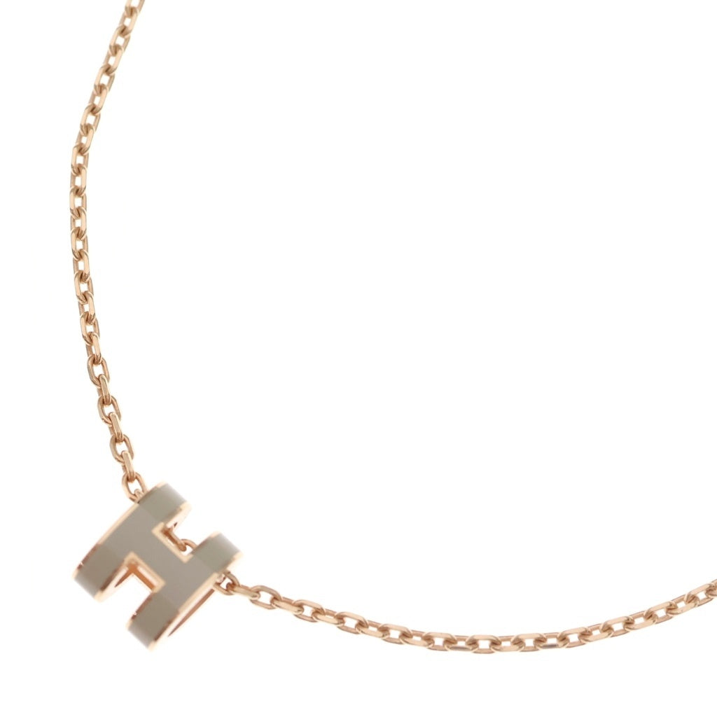 HERMES(エルメス) ポップH ネックレス ペンダント チェーン ベージュ×ピンクゴールド GP レディース