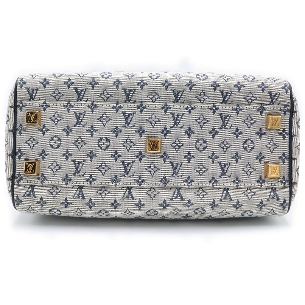 LOUIS VUITTON(ルイヴィトン) モノグラム ミニ ジョセフィーヌ ボストンバッグ ハンドバッグ ネイビー×アイボリー レザー×キャンバス M93210 ゴールド金具 レディース