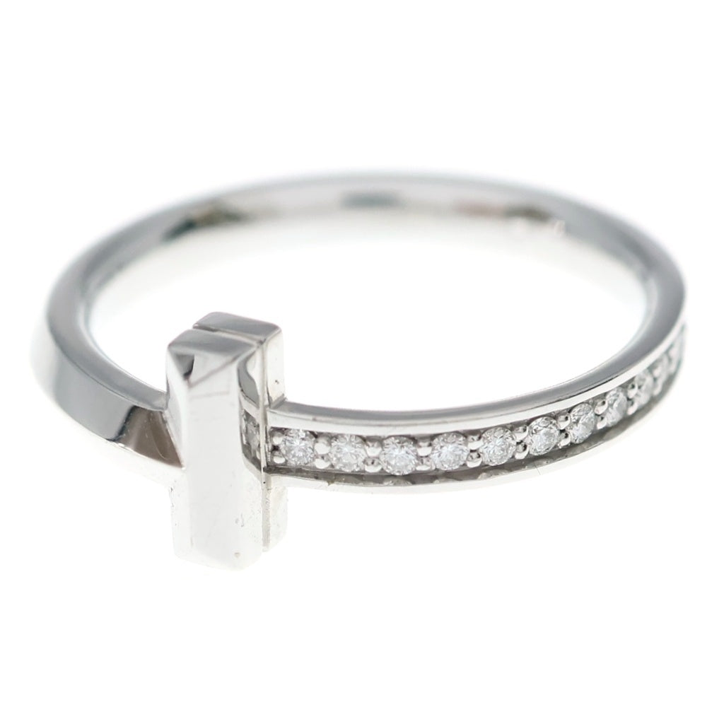 TIFFANY & Co.(ティファニー) Tワン ナロー ダイヤリング 指輪 シルバー Au750WG #51 4.7g レディース