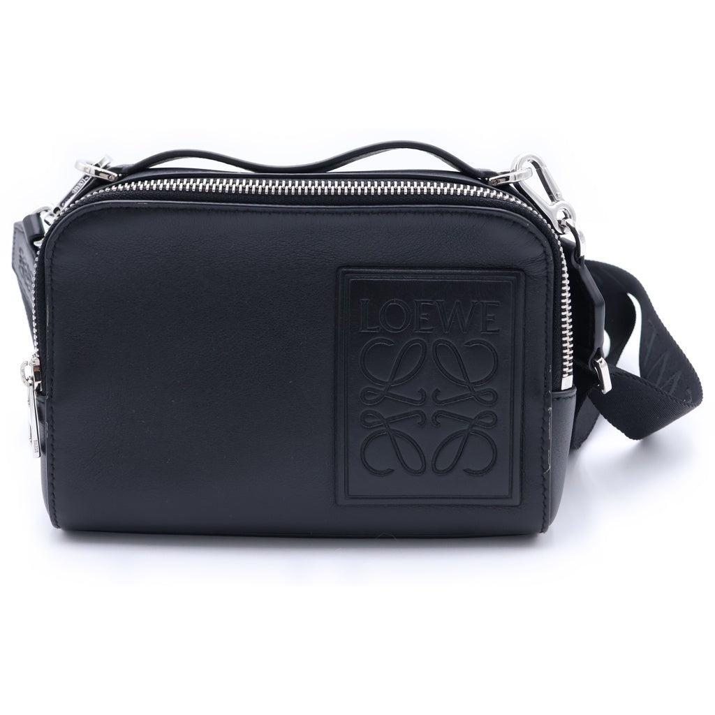 LOEWE(ロエベ) アナグラム ロゴ レザー 2WAY カメラ ハンド ショルダー バッグ シルバー金具 ブラック レディース