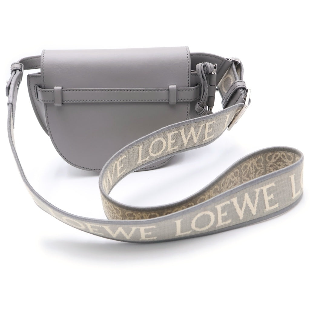 LOEWE(ロエベ) ゲートデュアルバッグ グレー ショルダーバッグ グレー レザー A650N46X13 シルバー金具 レディース