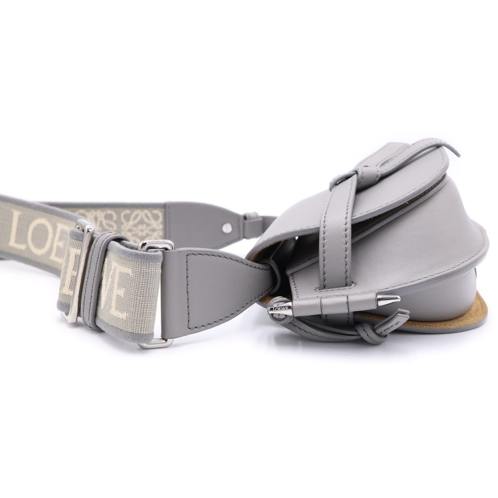 LOEWE(ロエベ) ゲートデュアルバッグ グレー ショルダーバッグ グレー レザー A650N46X13 シルバー金具 レディース
