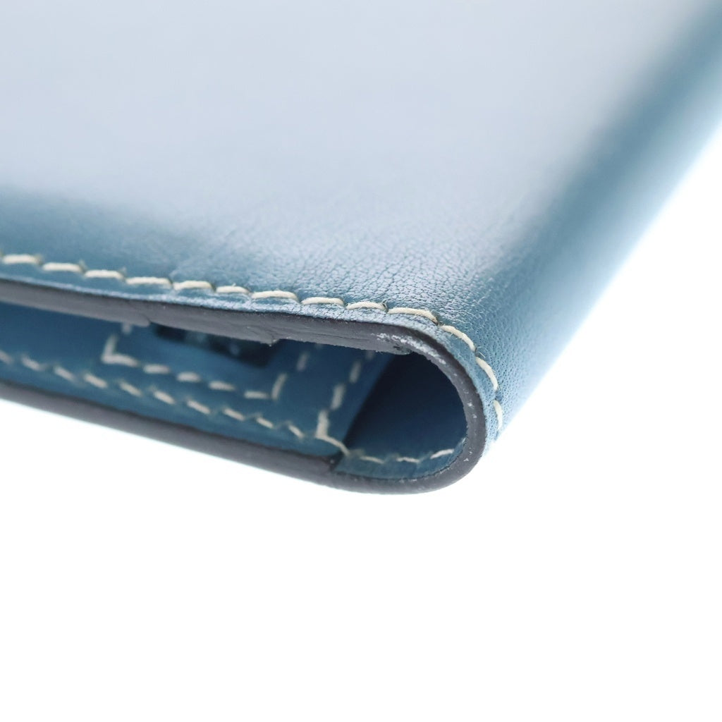 HERMES(エルメス) べアン クラシック ブルージーン シェーブル ロングウォレット 長財布 カードケース ブルー レザー シルバー金具 レディース