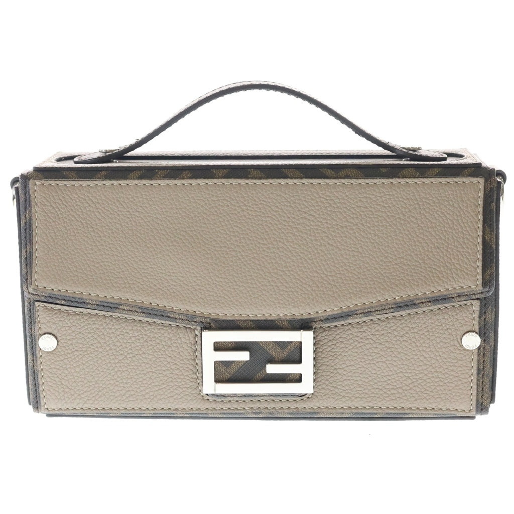 FENDI(フェンディ) バケット ソフトトランク 2WAYバッグ ハンドバッグ ショルダーバッグ ベージュ ブラウン レザー シルバー金具 レディース