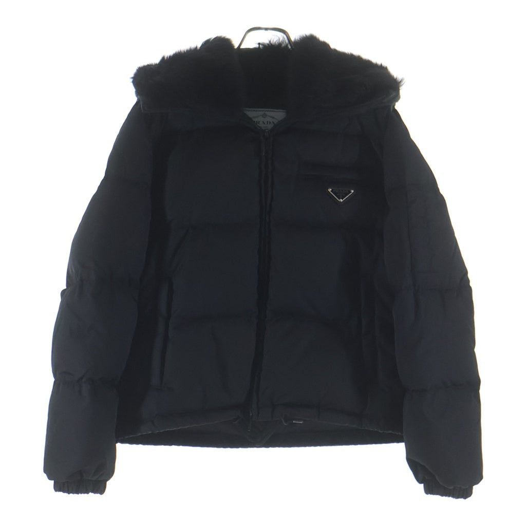 PRADA(プラダ) トライアングルロゴ ギャバジンパファーダウンジャケット ブラック #38 レディース