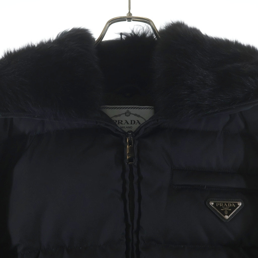 PRADA(プラダ) トライアングルロゴ ギャバジンパファーダウンジャケット ブラック #38 レディース