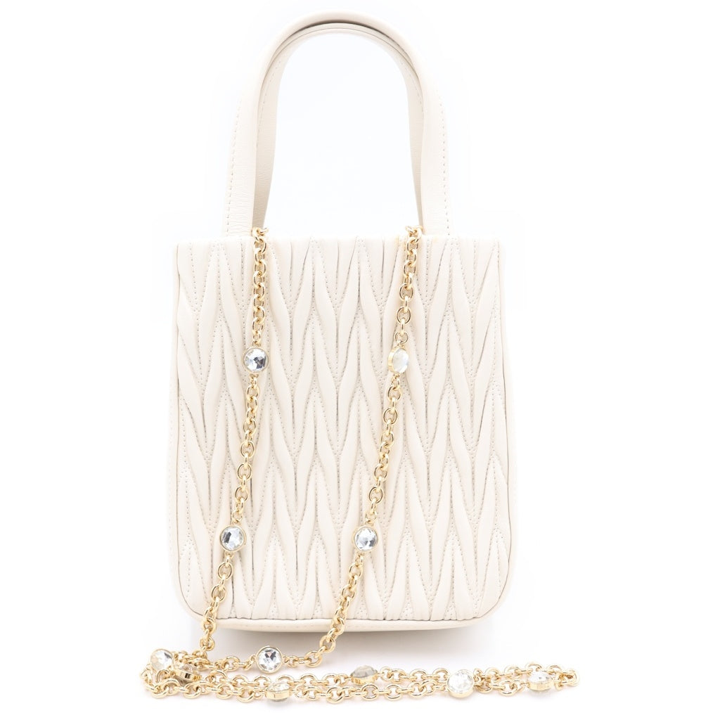 miumiu(ミュウミュウ) マテラッセ ナッパ レザー 2WAYハンドバッグ ショルダーバッグ ホワイト 5BA220 レディース