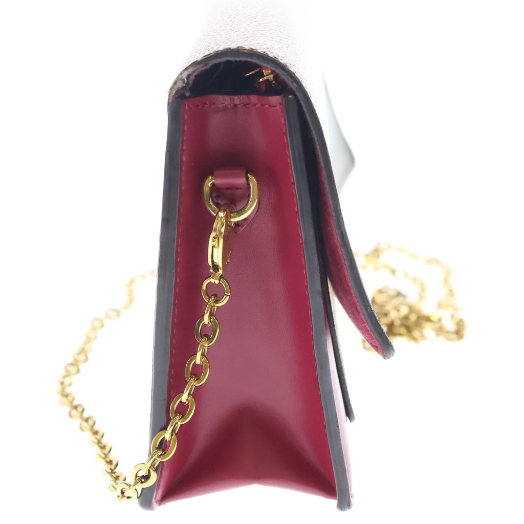 LOUIS VUITTON(ルイヴィトン) モノグラム ポルトフォイユフロールチェーン PVCレザー ショルダーバッグ ブラウン/フーシャ M69578 レディース