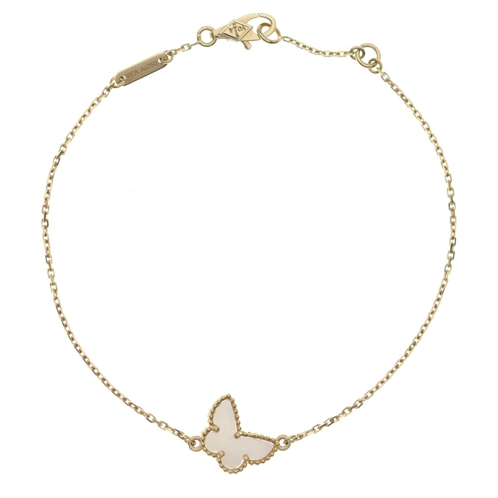 Van Cleef & Arpels(ヴァンクリーフアンドアーペル) スウィートアルハンブラ パピヨン マザーオブパール ブレスレット Au750YG 2g レディース