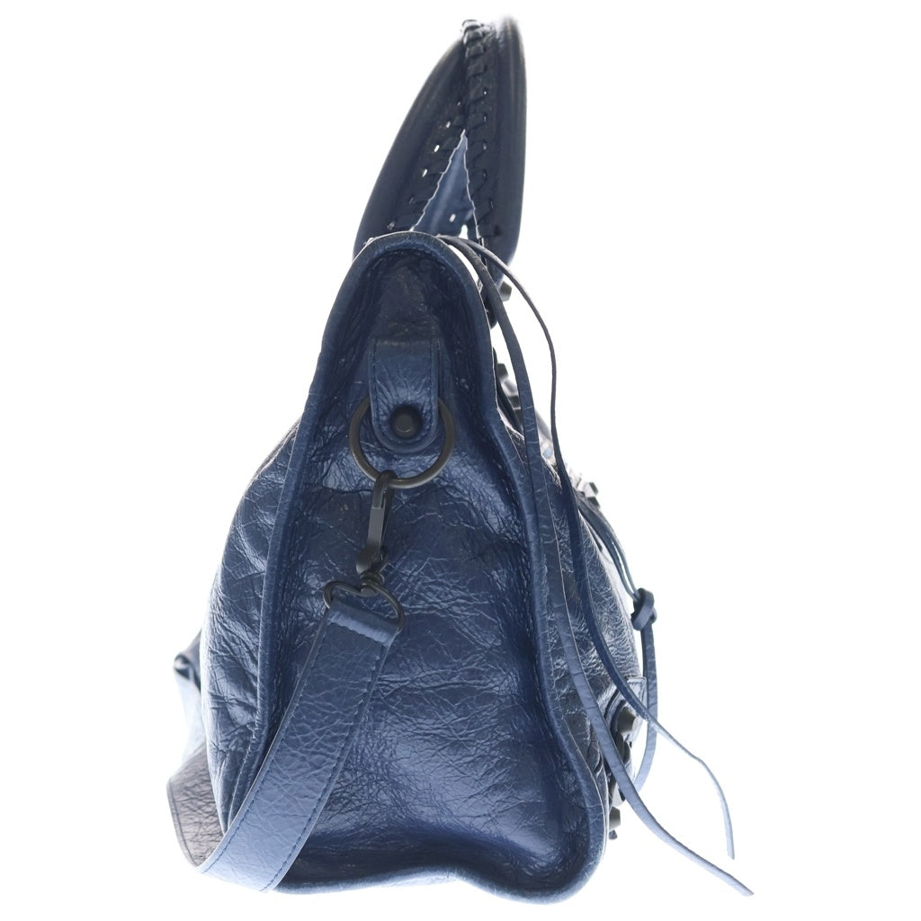 BALENCIAGA(バレンシアガ) ル シティ ミディアム ハンドバッグ ショルダーバッグ 2WAYバッグ ブルー レザー ゴールド金具 レディース