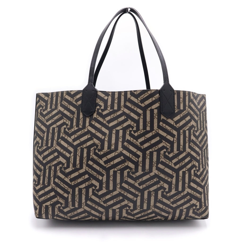 GUCCI(グッチ) GGカレイド リバーシブルトートバッグ PVCレザー/レザー ハンドバッグ ショルダーバッグ ブラック/ベージュ 368568 レディース