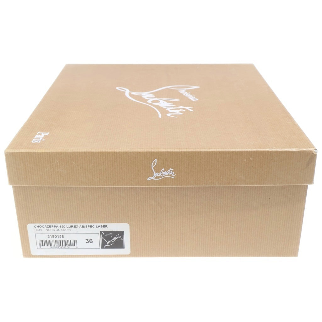 CHRISTIAN LOUBOUTIN(クリスチャンルブタン) グリッター ウェッジソール パールサンダル ヒール ラメ フェイクパール シルバー ピンク レディース