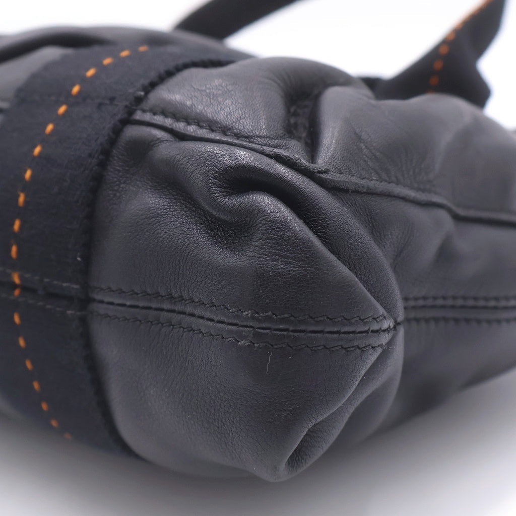 HERMES(エルメス) キャラバンホリゾンタルPM ヴォーデルマ ショルダーバッグ ハンドバッグ 2WAYバッグ ブラック レザー シルバー金具 レディース