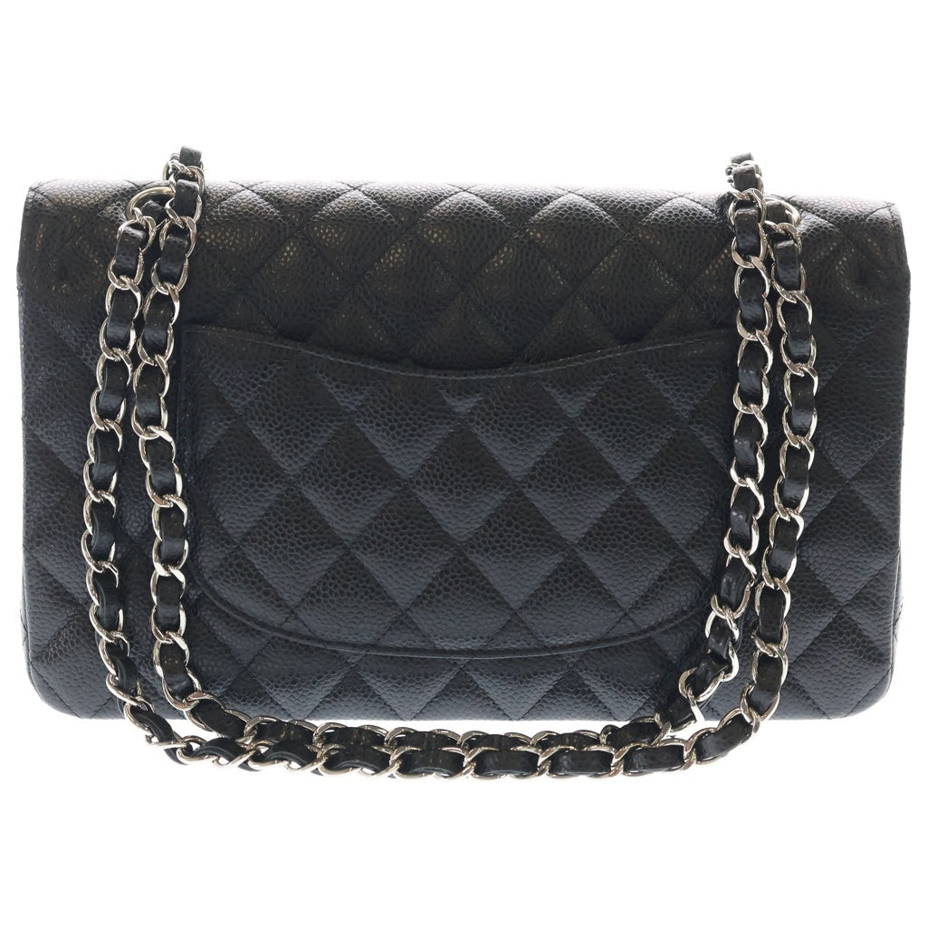 CHANEL(シャネル) マトラッセ25 黒 キャビアスキン Wフラップ SV金具 25番台 A01112 レディース
