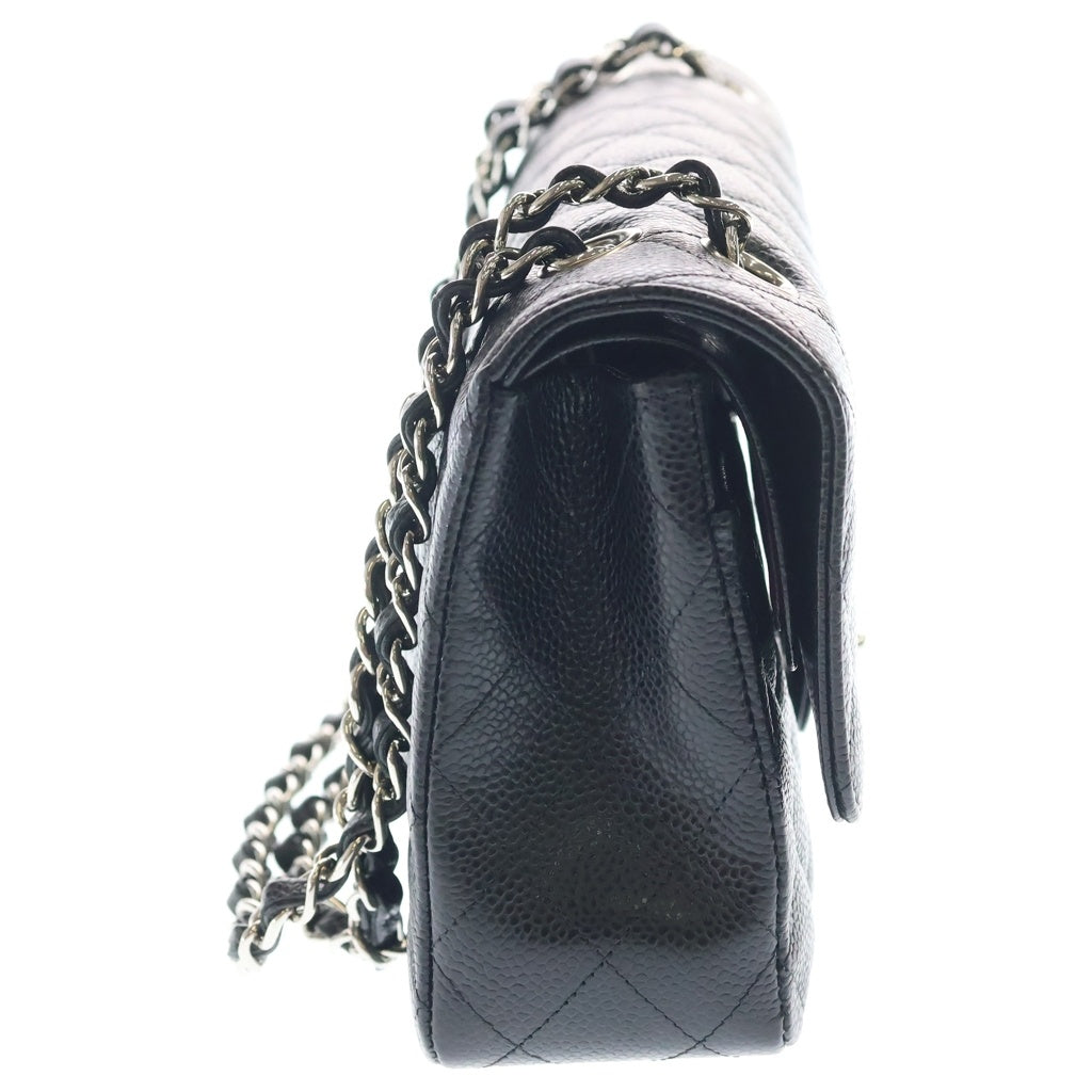 CHANEL(シャネル) マトラッセ25 黒 キャビアスキン Wフラップ SV金具 25番台 A01112 レディース