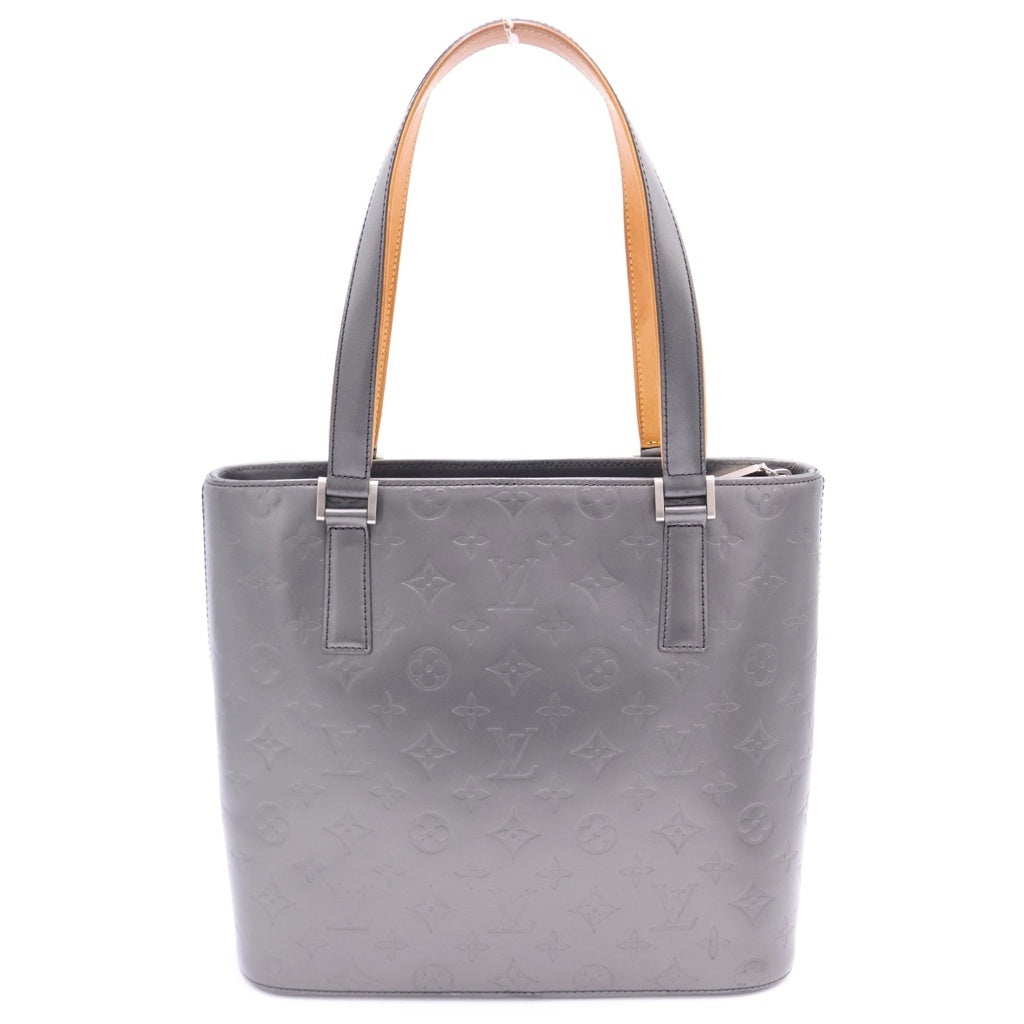LOUIS VUITTON(ルイヴィトン) モノグラム マット ストックトン ミニトートバッグ ハンドバッグ ダークグレー×ブラウン レザー M55112 シルバー金具 レディース