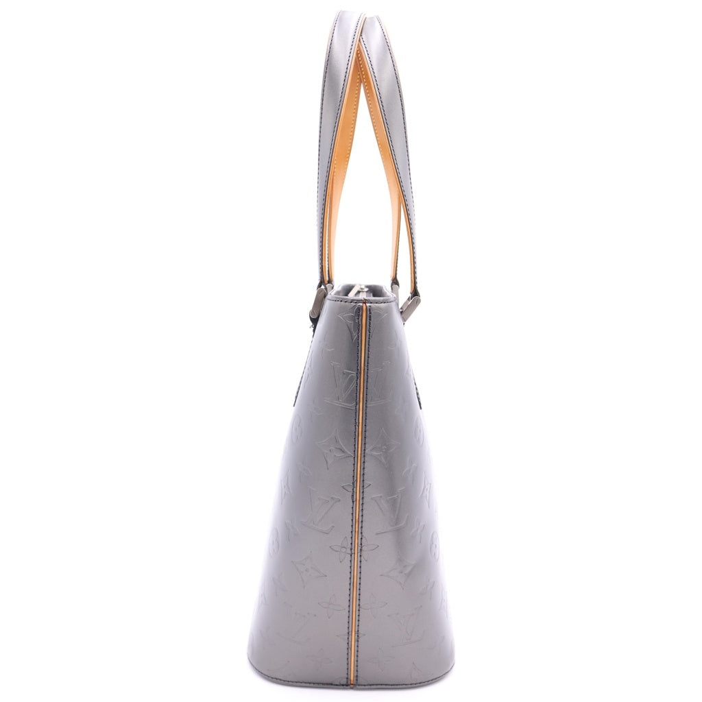 LOUIS VUITTON(ルイヴィトン) モノグラム マット ストックトン ミニトートバッグ ハンドバッグ ダークグレー×ブラウン レザー M55112 シルバー金具 レディース
