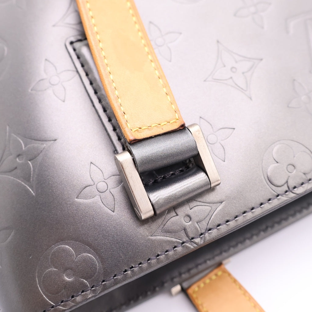 LOUIS VUITTON(ルイヴィトン) モノグラム マット ストックトン ミニトートバッグ ハンドバッグ ダークグレー×ブラウン レザー M55112 シルバー金具 レディース