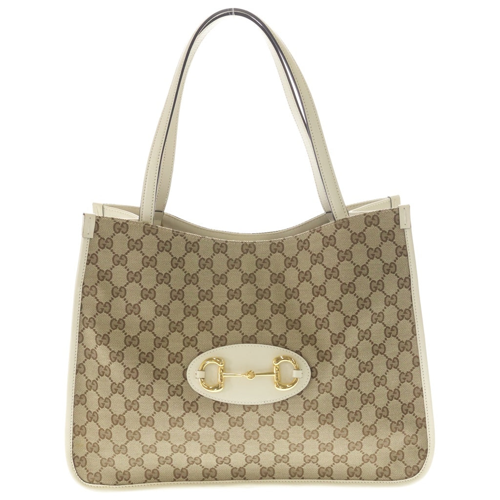 GUCCI(グッチ) GGスプリーム ホースビット キャンバス トートバッグ ホワイト/ベージュ 623694 レディース