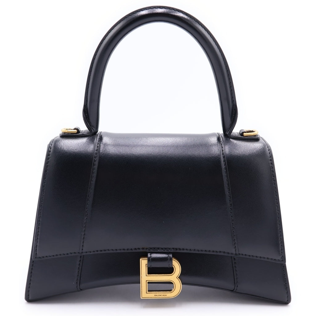 BALENCIAGA(バレンシアガ) アワーグラス 2WAYバッグ ハンドバッグ ショルダーバッグ スモール レザー ゴールド金具 ブラック 593546 レディース
