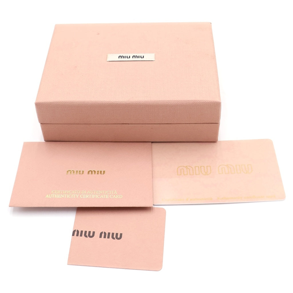 miumiu(ミュウミュウ) クロコ型押し 三つ折り財布 ミニウォレット コンパクト ロゴ レザー ブラック 5MH021 レディース