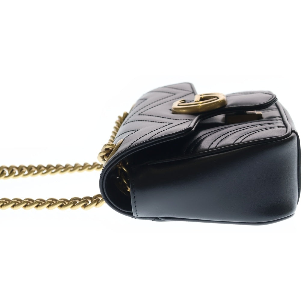 GUCCI(グッチ) GGマーモント チェーンショルダーバッグ レザー ロゴ ゴールド金具 ブラック 443497 レディース