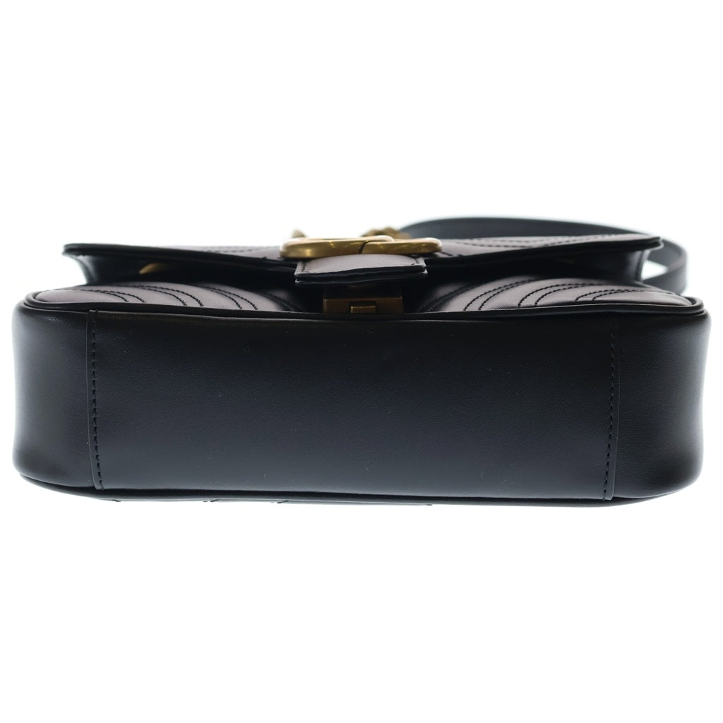 GUCCI(グッチ) GGマーモント チェーンショルダーバッグ レザー ロゴ ゴールド金具 ブラック 443497 レディース