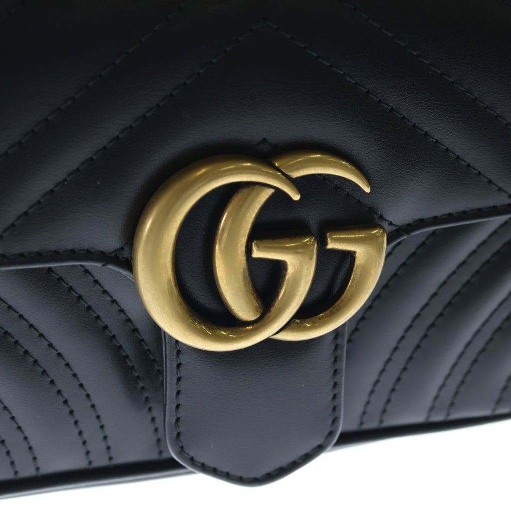 GUCCI(グッチ) GGマーモント チェーンショルダーバッグ レザー ロゴ ゴールド金具 ブラック 443497 レディース