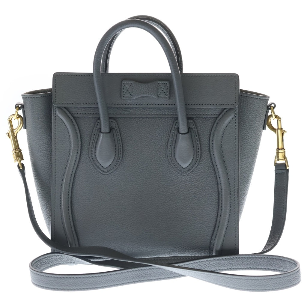 CELINE(セリーヌ) ラゲージ ナノ 2WAYバッグ ハンドバッグ ショルダーバッグ グレー レザー ゴールド金具 レディース