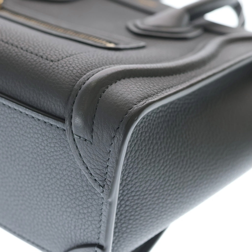 CELINE(セリーヌ) ラゲージ ナノ 2WAYバッグ ハンドバッグ ショルダーバッグ グレー レザー ゴールド金具 レディース