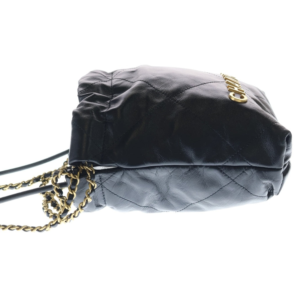CHANEL(シャネル) シャネル22 ミニ ショルダーバッグ ブラック カーフスキン AS3980 ゴールド金具 レディース