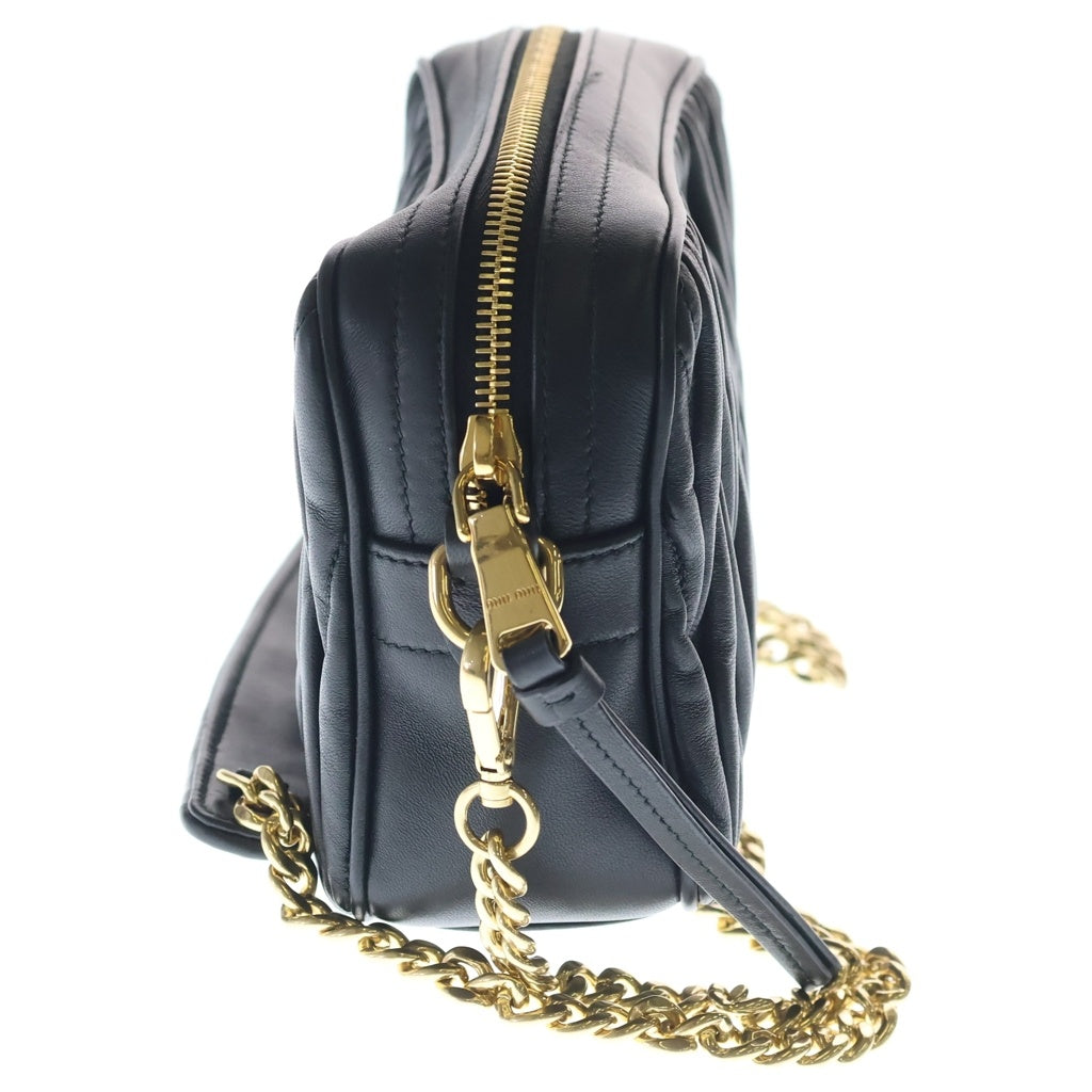 miumiu(ミュウミュウ) マテラッセ チェーンショルダーバッグ ブラック レザー 5BH118 ゴールド金具 レディース