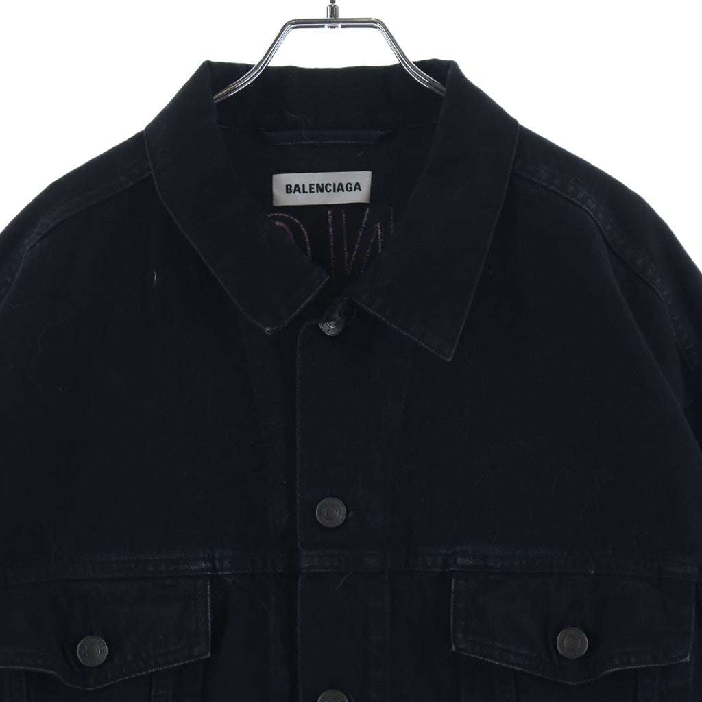BALENCIAGA(バレンシアガ) バックロゴ デニムジャケット ブラック #40 557388 レディース