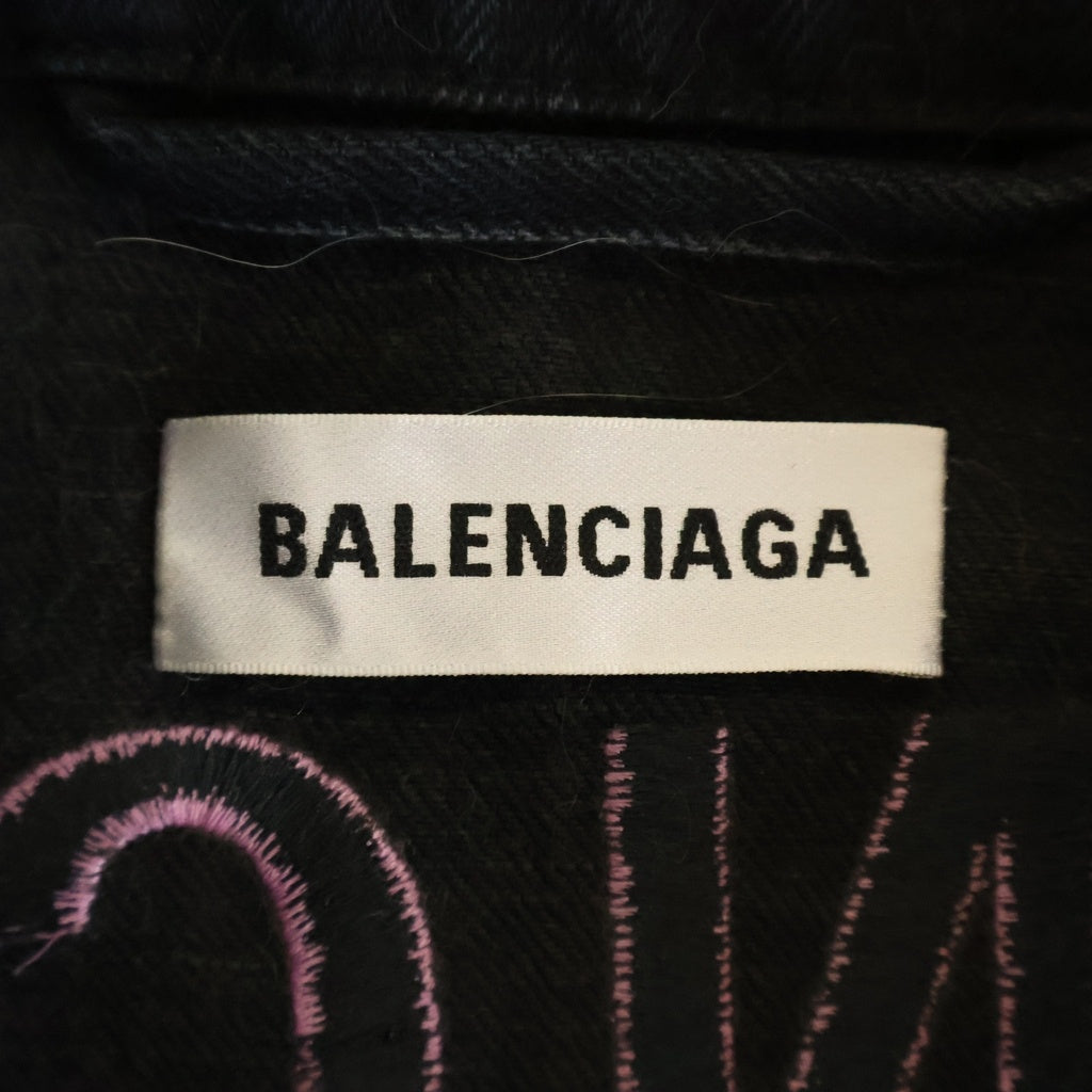 BALENCIAGA(バレンシアガ) バックロゴ デニムジャケット ブラック #40 557388 レディース