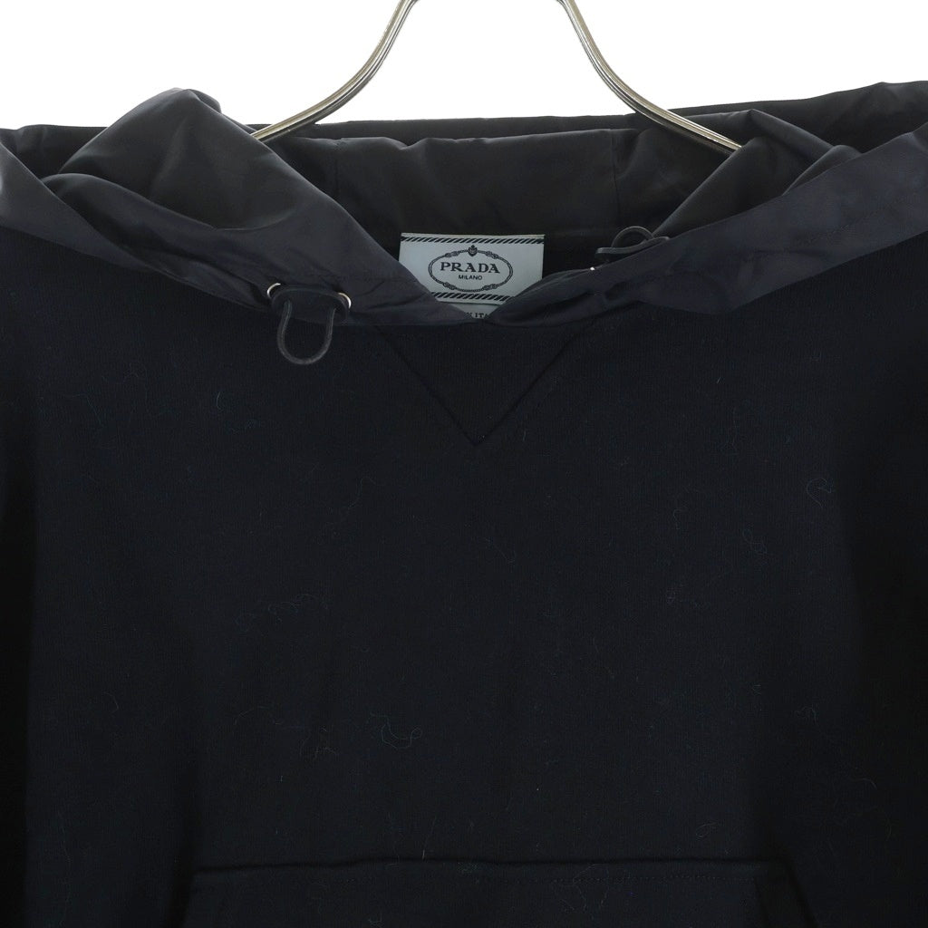 PRADA(プラダ) Re-Nylon切替クロップドパーカー フーディー ブラック #L レディース