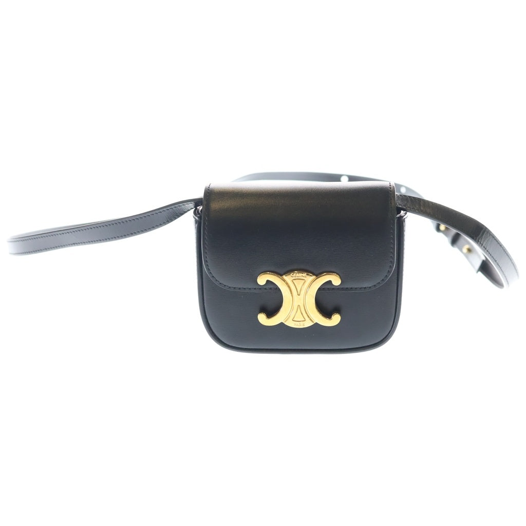CELINE(セリーヌ) トリオンフ ミニクロード ショルダーバッグ ブラック レザー ゴールド金具 レディース