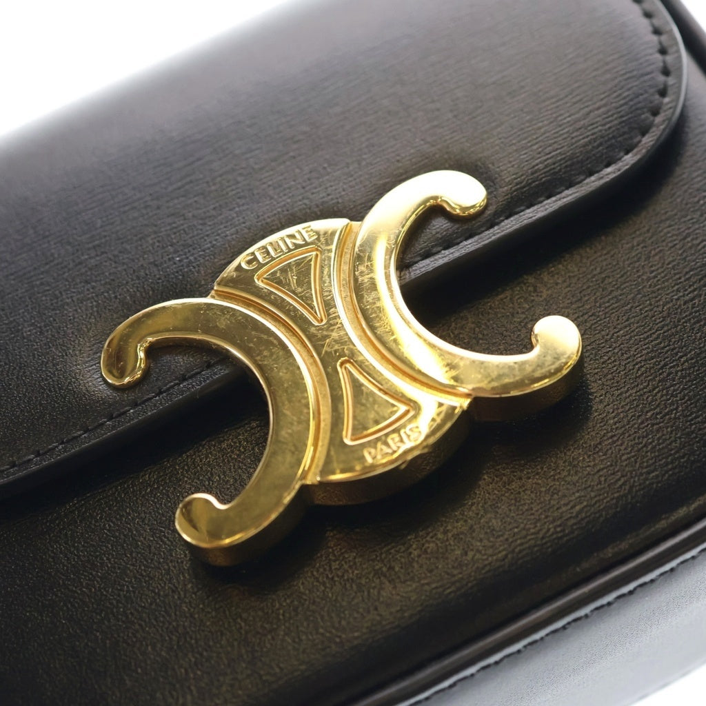 CELINE(セリーヌ) トリオンフ ミニクロード ショルダーバッグ ブラック レザー ゴールド金具 レディース