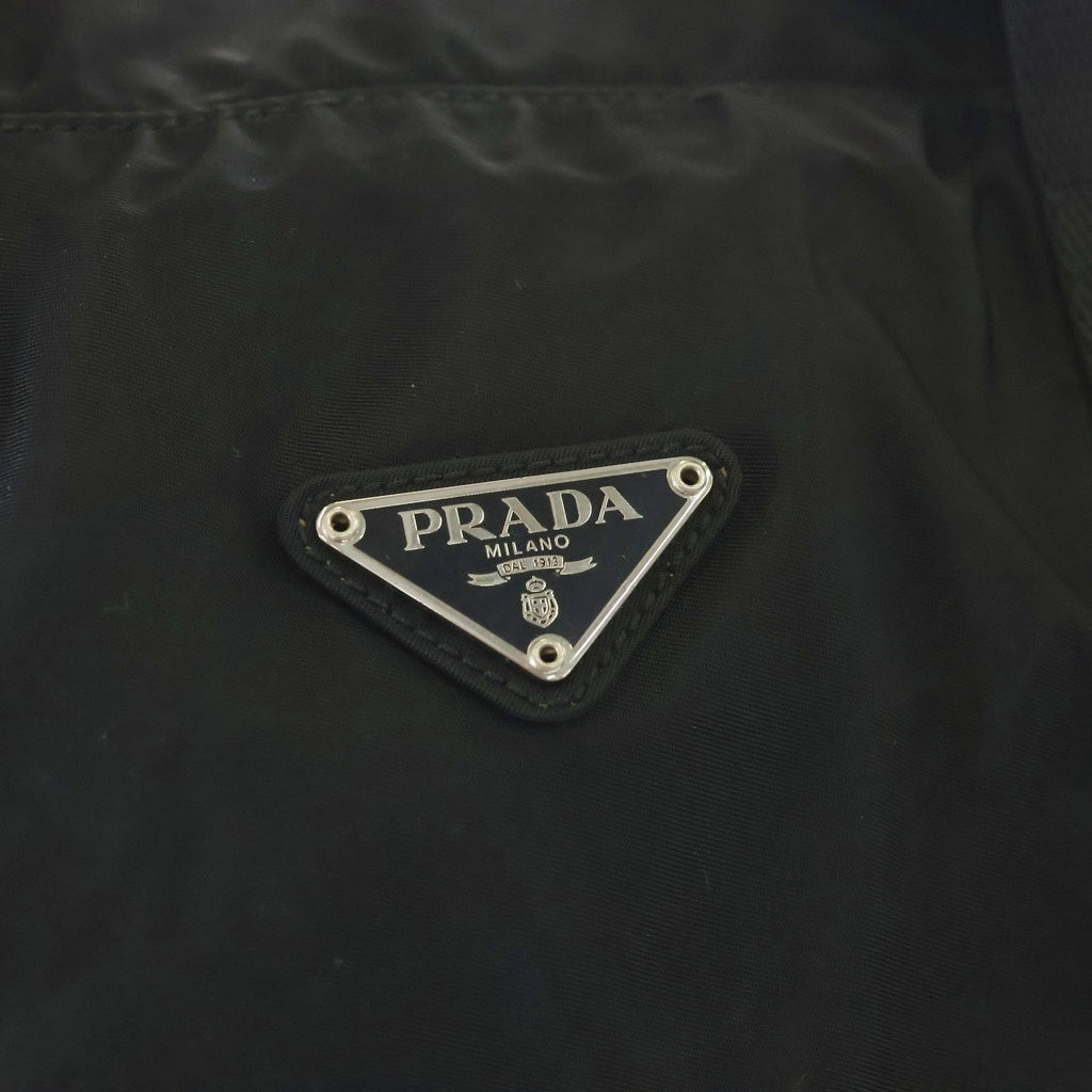 PRADA(プラダ) サフィアーノ 三角プレート ナイロン 2WAY ショルダーバッグ ハンドバッグ ボストンバッグ ブラック