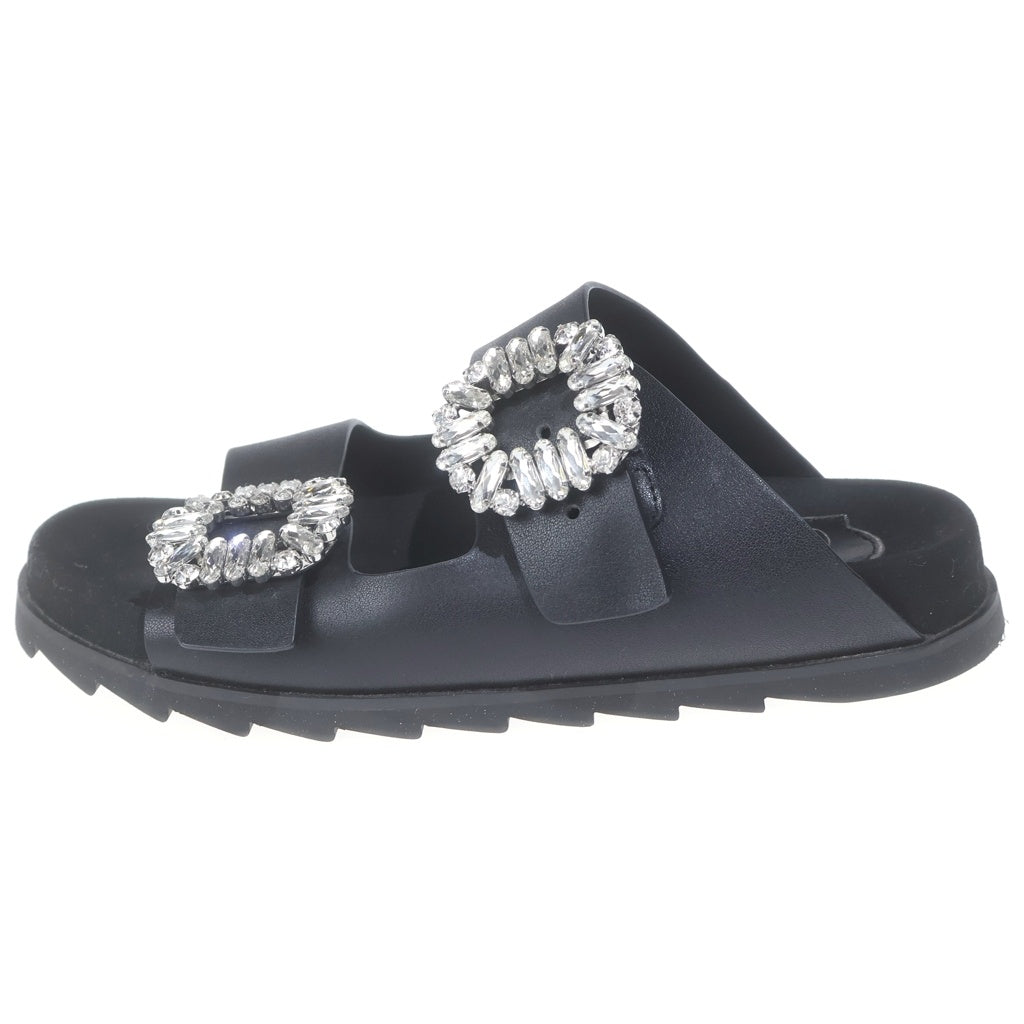 Roger Vivier(ロジェヴィヴィエ) スライディーヴィヴィ レザーサンダル ブラック レディース