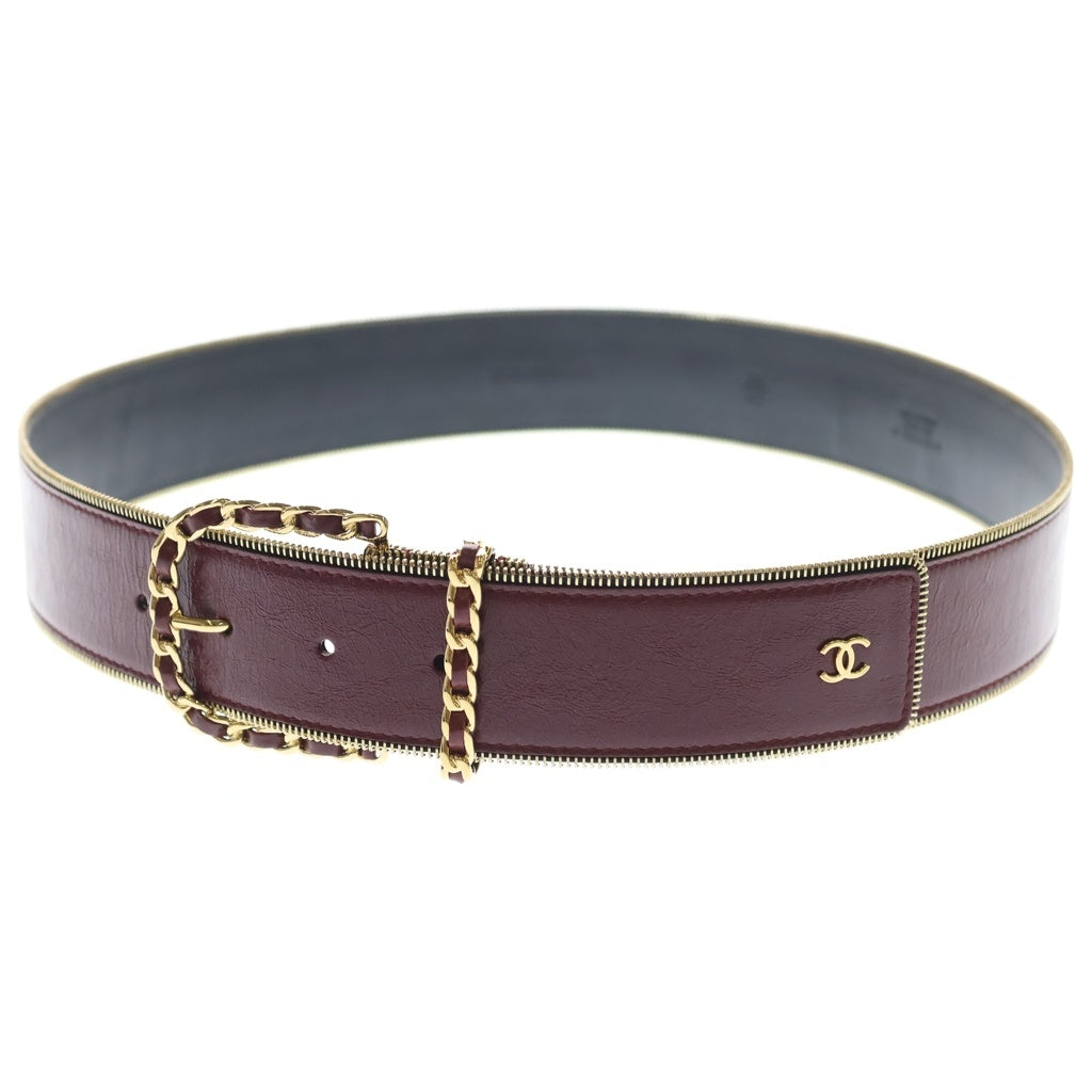 CHANEL(シャネル) レザーベルト レッド ゴールド金具 レディース